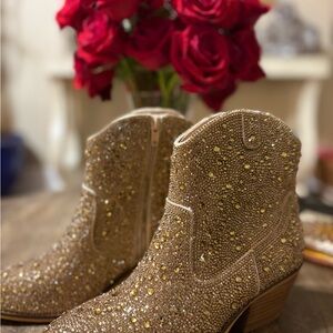 Embellished Tan Ankle Boots